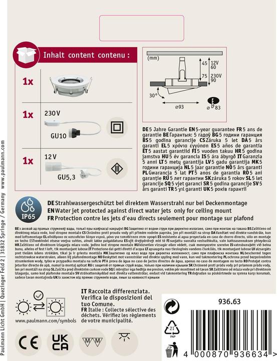 Produktbild Paulmann Einbauleuchte Nova Plus Set (GU5.3, GU10)