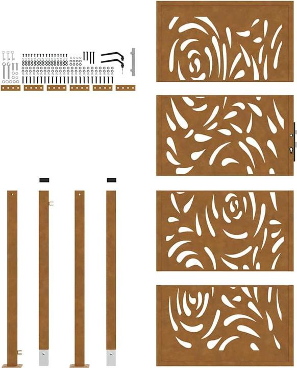 Actual product image VidaXL Garden gate 105x205 cm Weatherproof steel flame design fence gate