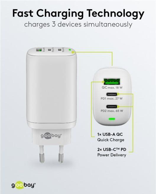 Immagine prodotto Goobay Caricabatterie rapido multiporta USB (65 W)