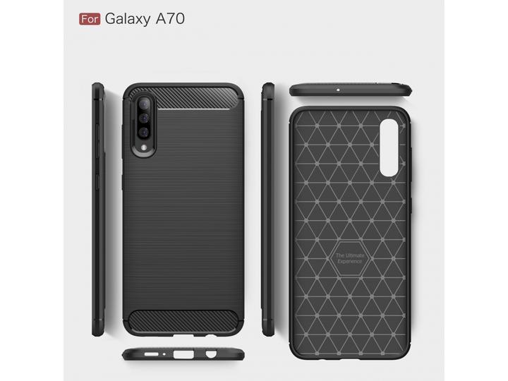 Produktbild Screenguard Samsung Galaxy A70 Hülle Carbon Brushed Soft TPU (Samsung Galaxy A70)