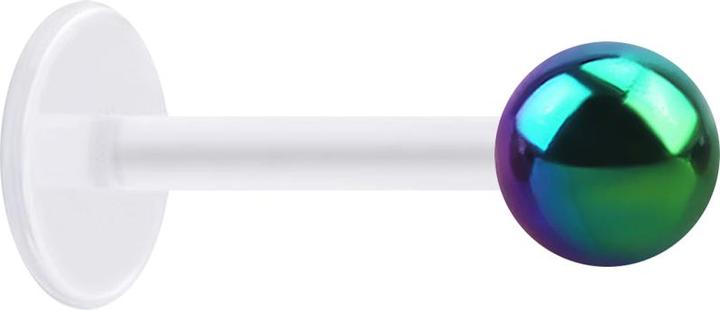 Produktbild Star Piercing Micro Labret transparent mit Kugel farbig (ohne Messing, Chirurgenstahl 316L, Bioflex)