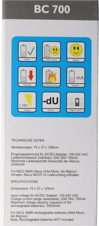 Actual product image Technoline BC 700 (1 pcs., AAA, AA, 3000 mAh, Chargers without battery)