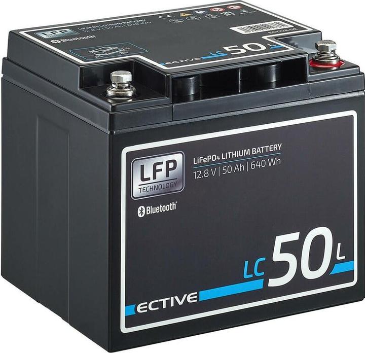 Produktbild Ective 12V 50Ah LiFePo4 Versorgungsbatterie Lithium Akku BMS Wohnmobil LFP BT Versorgungsbatterie (12 V, 50 Ah)