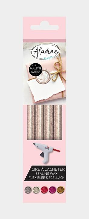 Image du produit Aladine cire à cacheter paillettes nacrées, crayons de cire pour pistolet à cire, rose