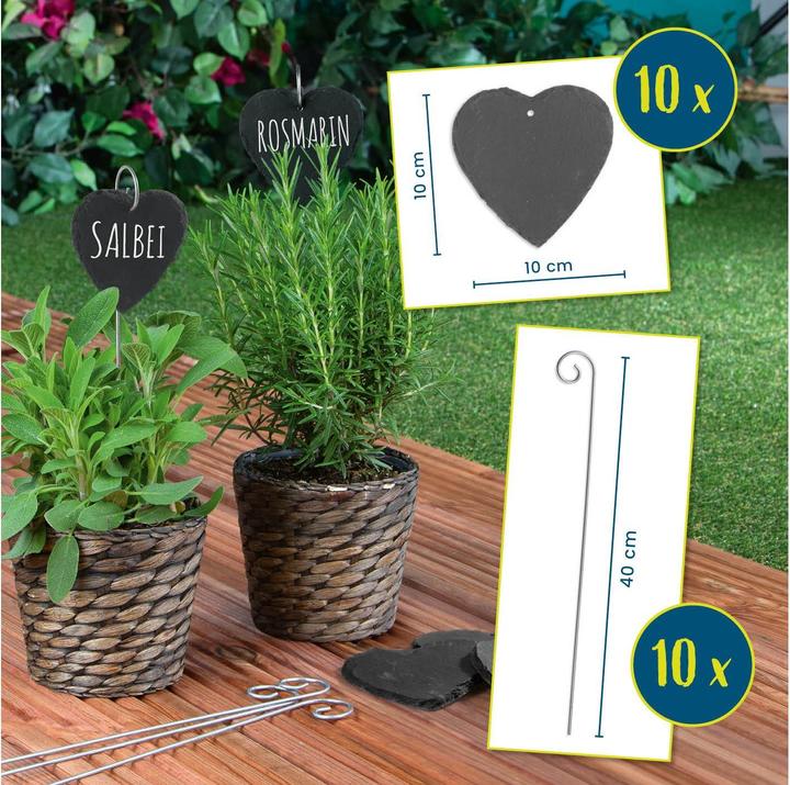 Actual product image Hoberg Pflanzschilder Set Schiefer Herz, 10 Stück, Zubehörtyp (40 cm, 10 cm)