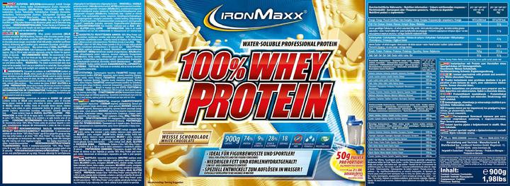 Immagine prodotto IronMaxx 100% Proteine del siero di latte (Cioccolato bianco, 1 pz., 900 g)