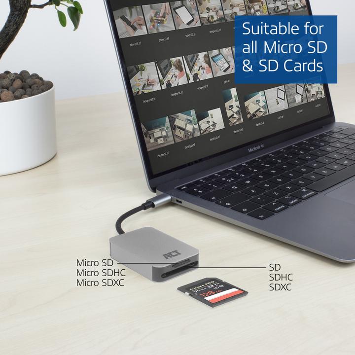 Actual product image USB-C card reader for SD and micro SD, SD 4.0 UHS-II