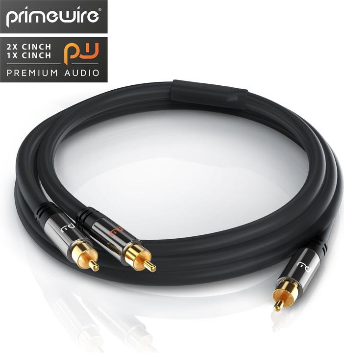 Immagine prodotto Primewire Cavo audio Cinch - Cavo coassiale a Y - Cavo per subwoofer - Da 1 spina Cinch a 2 spine Cinch (7.50 m, Cinch)
