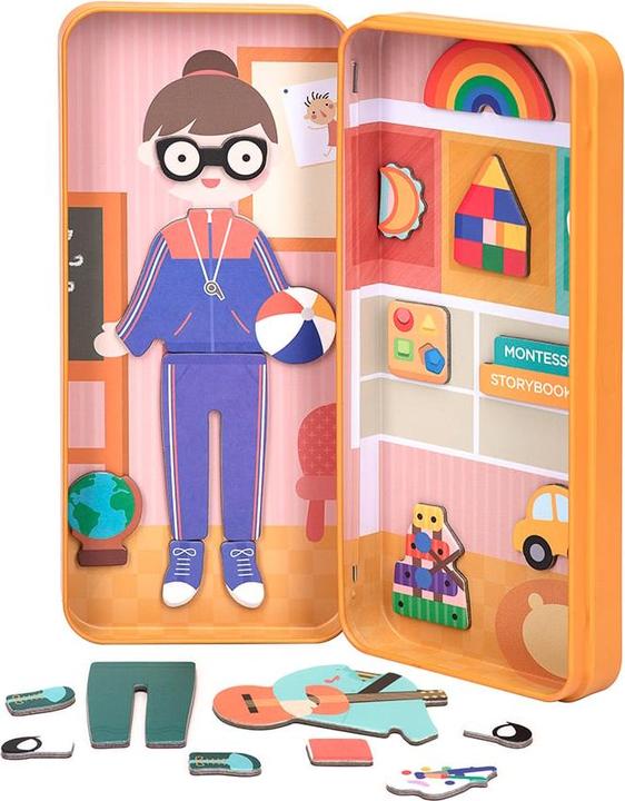 Actual product image mierEdu Magnetic game Box Dress Up - Teacher to dress up I Promotes motor skills + imagination I Ideal for (32 pieces)