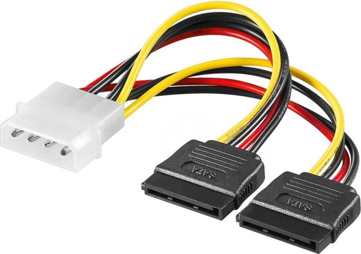 Actual product image PowerGuard 4-pin IDE Molex to 2x 15-pin SATA power cable adapter