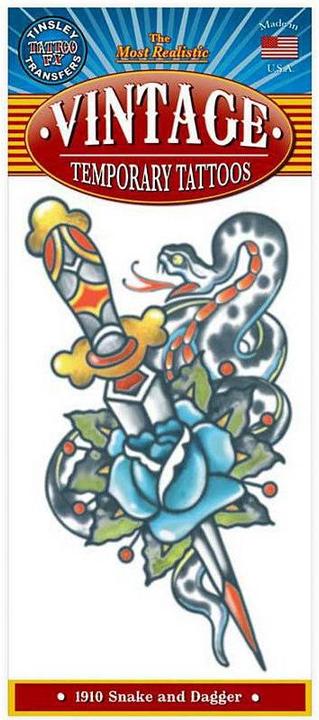Immagine prodotto Tinsley Transfers Tatuaggio con serpente e pugnale | Tatuaggi adesivi