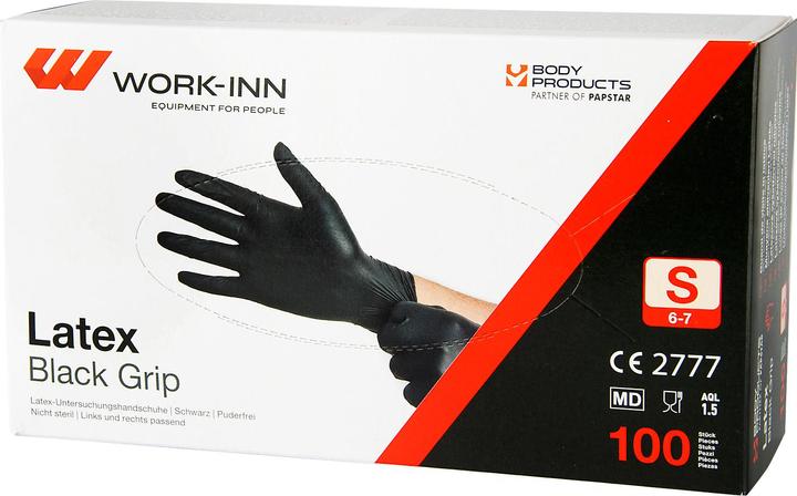 Actual product image Papstar Disposable gloves Medi-Inn® PS Latex Black, for left & right, powder-free, non-sterile, live... (XL)