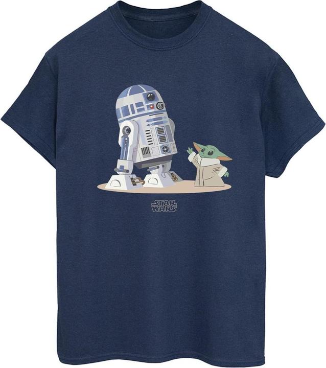 Actual product image Star Wars Womens/Ladies The Mandalorian R2D2 And Grogu Cotton Boyfriend T-Shirt (XL)