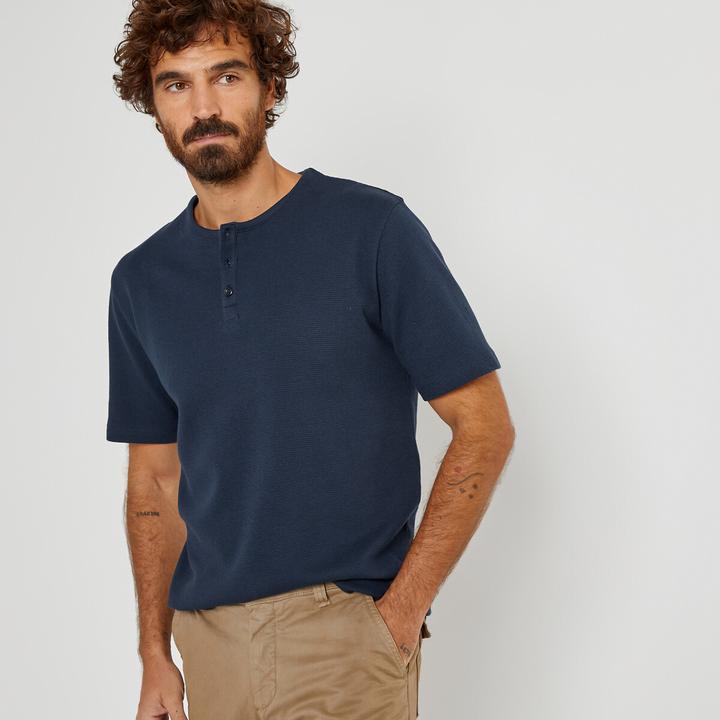 Image du produit La Redoute Collections Haut en forme de t-shirt avec encolure ronde et petite patte de boutonnage (L)