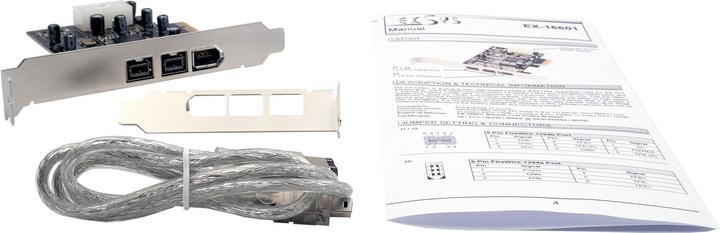 Actual product image Exsys GmbH PCI-Express FireWire 1394b/a card with 3 ports (TI)