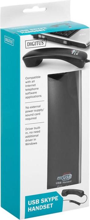 Produktbild Digitus Telefon Hoerer USB fuer Skype MSN ICQ X-lite Dialpad MediaRing Net2phone etc. schwarz