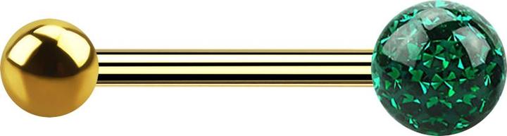 Star Piercing Barbell vergoldet mit Kugel und Kristallkugel grün Epoxy Schutzschicht (Titan G23, ohne Messing)