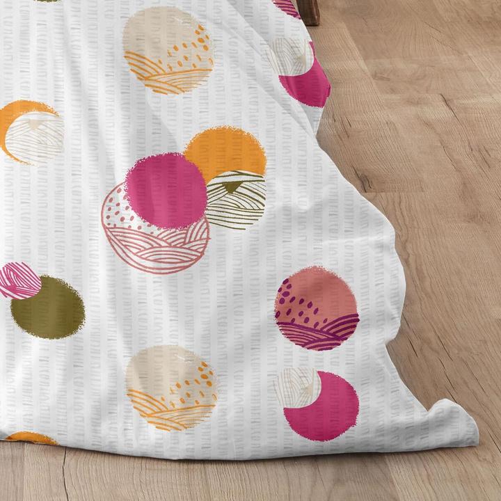 Image du produit Enrico Coss Baumwoll Seersucker Bettwäsche Bremen pink orange (Set de linge de lit, 155x220 cm + 80x80 cm)