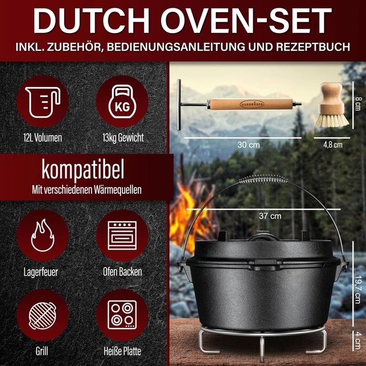 Actual product image Gusskönig Dutch Oven Set with stainless steel trivet