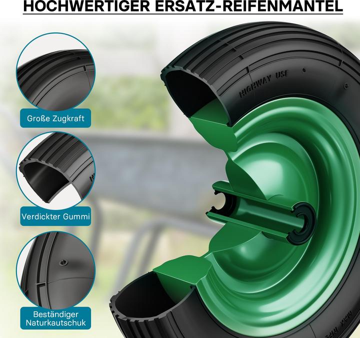 Immagine prodotto Wiltec Carriola Ruota 3.50-8 Pneumatico max.120 kg con cerchio e camera d'aria Carriola