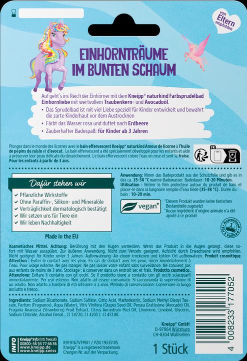 Label énergétique Kneipp naturkind Bain effervescent Amour de licorne (Bain moussant)
