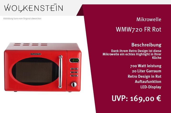 Immagine prodotto Wolkenstein Microonde Selva WMW720 FR LxHxP 45,1 x 25,6 x 36,1 cm (20 l)
