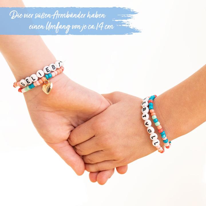 Immagine prodotto Papierdrachen 4 Perlenarmbänder – GELIEBT und WERTVOLL (Materiale sintetico, Metallo, Gomma)