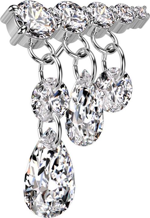 Produktbild Star Piercing Threadless silber Kristalle absteigend Anhänger Kristalltropfen links (Titan G23, ohne Messing)