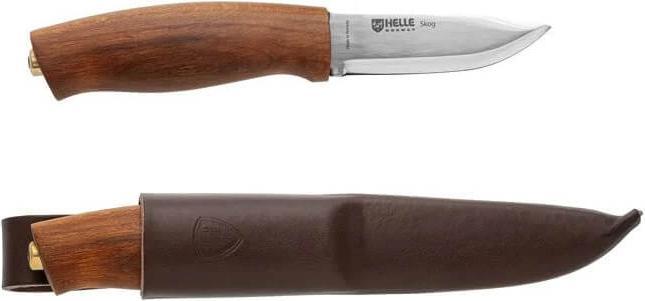 Actual product image Helle Belt knife Skog, three-layer steel, beech wood handle, leather sheath (7.60 cm)