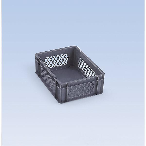 Actual product image kaiserkraft Euro format stacking container, walls perforated, bottom closed