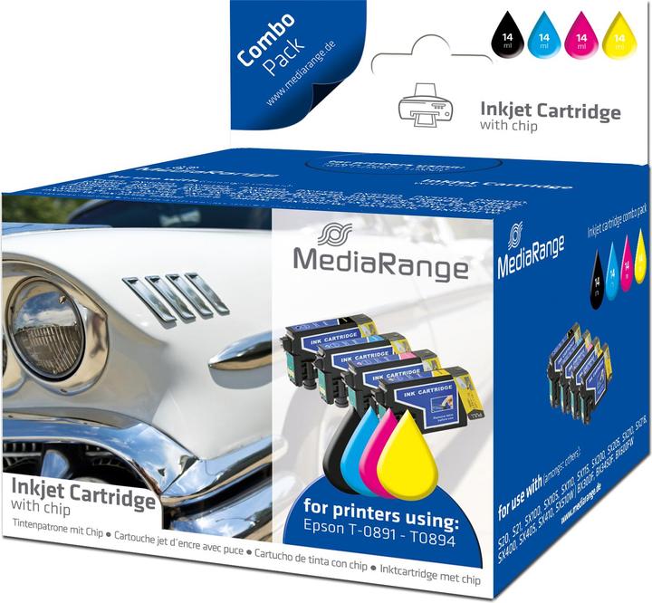 MediaRange Ink cartridges, for ® T0891 - T0894 series, with chip, set of 5 (M, FC, Y, C)