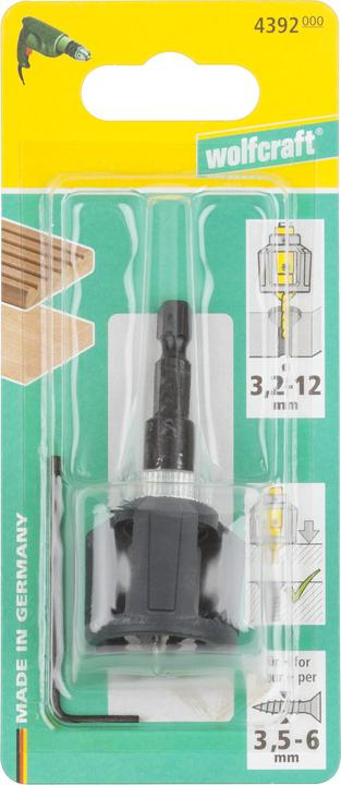 Produktbild wolfcraft wolfcraft 1 Vorbohrer m Senker+Tiefenst. ø3,2x12mm (3.2-12 mm)