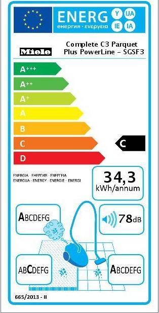 Energie-Label Miele Complete C3 Parquet Plus PowerLine