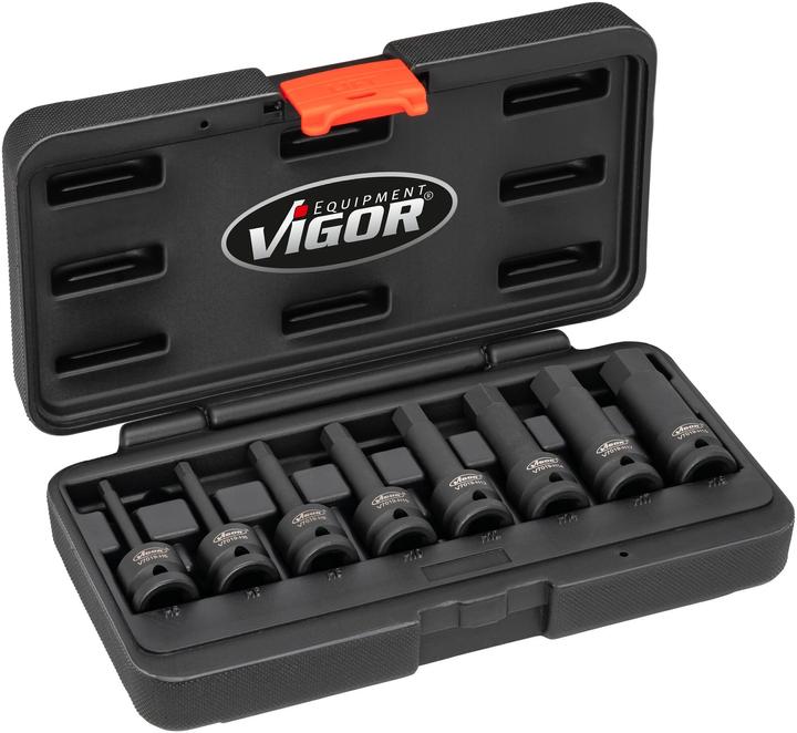 Vigor Kraft-Schlagschrauber-Einsatz-Sortiment für Innensechskant Profil V7019 (10 mm, 15 mm, 16 mm, 14 mm, 17 mm, 11 mm, 18 mm, 12 mm, 13 mm, 19 mm)