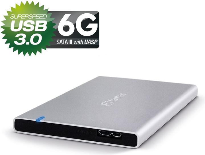 Image du produit Fantec ALU-7MMU3 Boîtier externe 6.35cm 2.5inch SATA III HDD Enclosure with 7mm Height USB 3.0 UASP (2.5")