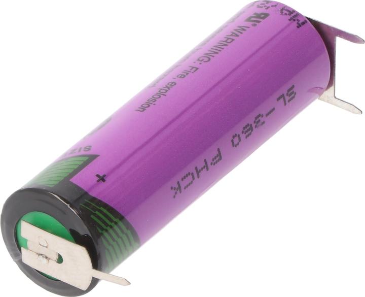 Actual product image Tadiran Lithium battery SL-360/PT with solder tabs with 3 print contacts (1 pcs., AA, 2300 mAh)