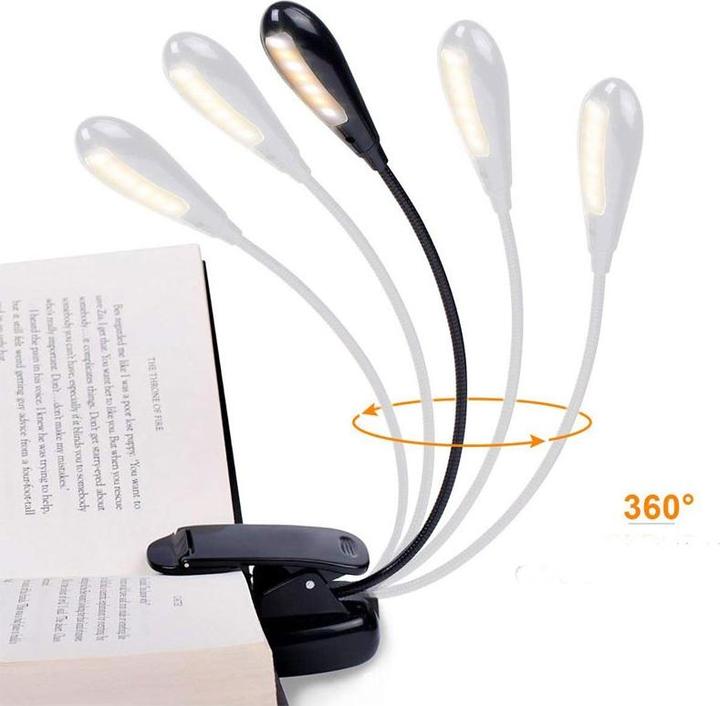 Produktbild Werkstein Mini LED Leselampe biegbar Schwanenhals mit Clip Halterung