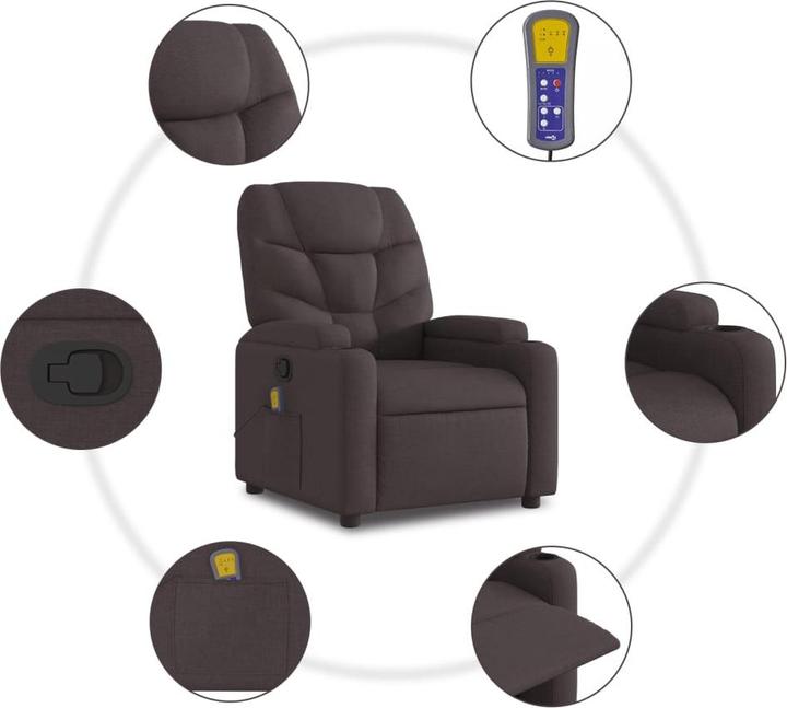 Produktbild VidaXL Massagesessel Dunkelbraun Stoff,Farbe: Dunkelbraun,Material