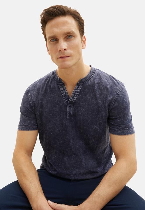 Actual product image Tom Tailor T-Shirt Kurzarmshirt mit Henley-Ausschnitt und ausgewaschener Optik (L)
