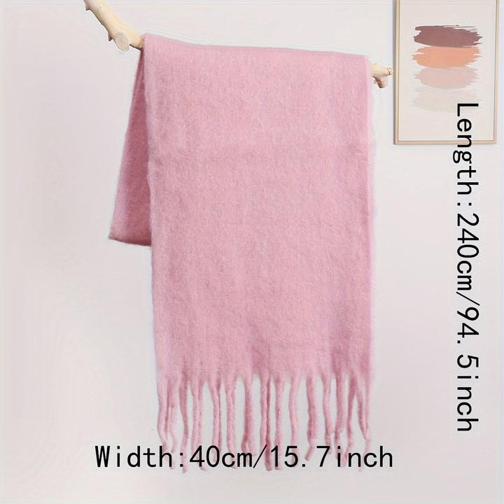 Produktbild Only-Bags.Store Solide Farbe Plüsch Warm Chunky Schal Lange Einfache Grosse Verdickte Quaste Schal Winter Outdoor