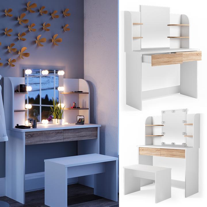 Produktbild Vicco Charlotte mit Hocker und Beleuchtung (108 x 40 x 139 cm)