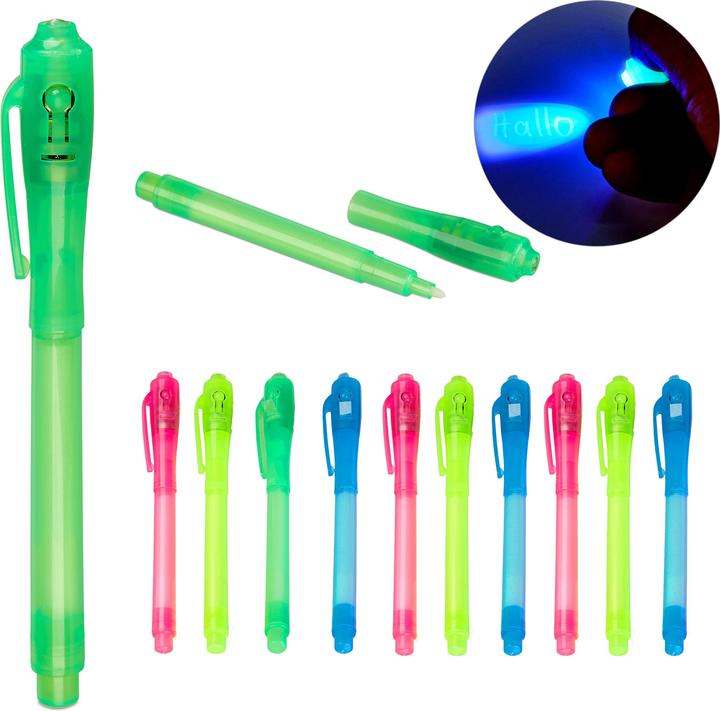 Image du produit Relaxdays Lot de 12 stylos marqueurs à lumière UV