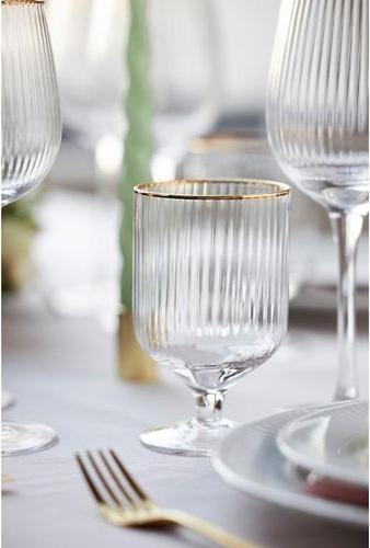 Image du produit Lyngby 30 cl - Verre - Transparent/guldkant (30 cl, 4 Verres, Set de verres à vin)