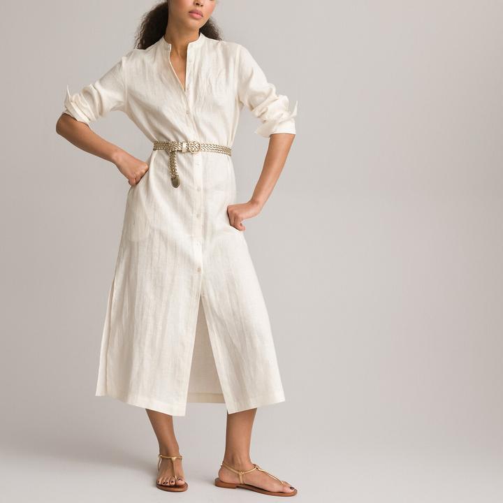 Actual product image La Redoute Collections Linen Long Sleeve Maxi Dress (32)