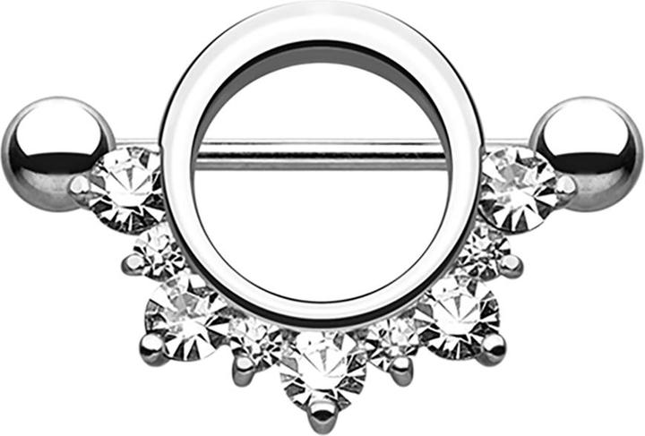 Produktbild Star Piercing Barbell rund mit unterschiedlichen Kristallen silber (Chirurgenstahl 316L, ohne Messing)