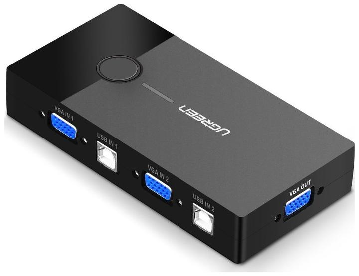 Actual product image Ugreen 30357 KVM Switch Box 2-port VGA Video Adapter 2 in 1 (black)
