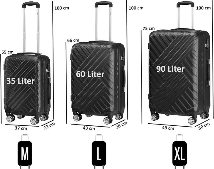 Immagine prodotto Zelsius 3-teiliges Hartschalenkoffer-Set (Bagaglio a mano (fino a 50 litri))