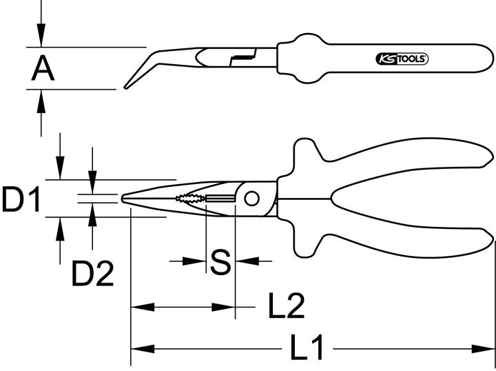 Produktbild KS Tools ERGOTORQUE Flachrundzange gebogen (165 mm)