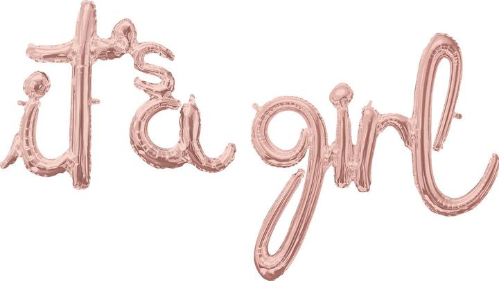 Actual product image Anagram Rose Gold "It's a Girl" Balloons (5 x)