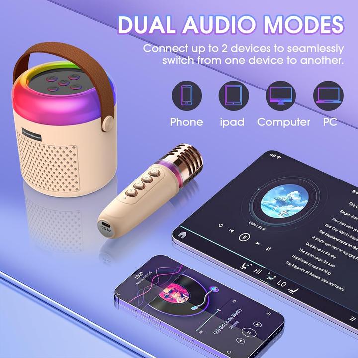 Actual product image Pmgud Karaoke Maschine für Kinder mit Mikrofon & LED-Licht